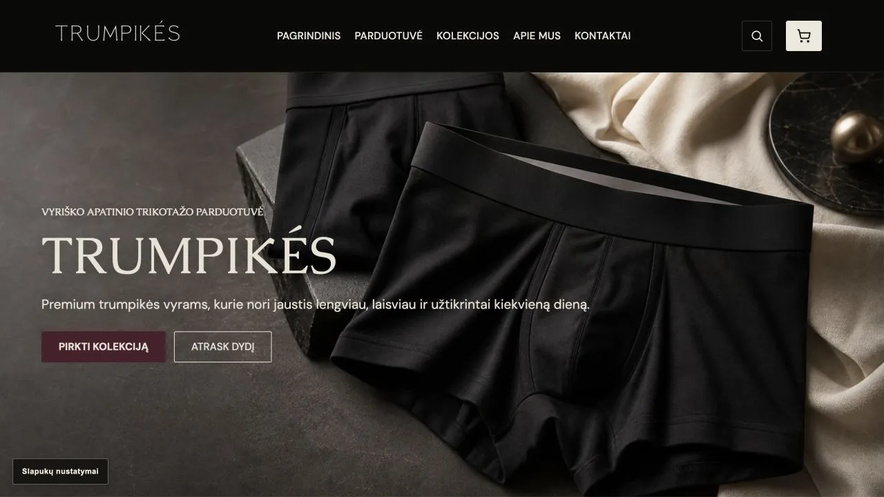 Trumpikės.lt WooCommerce parduotuvės pradinis puslapis